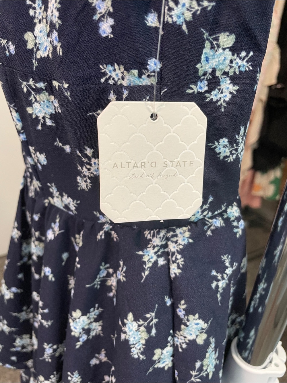 Altar'd State Navy Floral Tiered Maxi Dress with Tie Straps - Picture 4 of 8